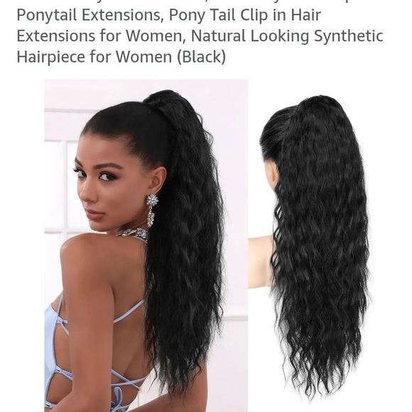Amazon Black Wavy Synthetic Ponytail Extension - Picture 1 of 4